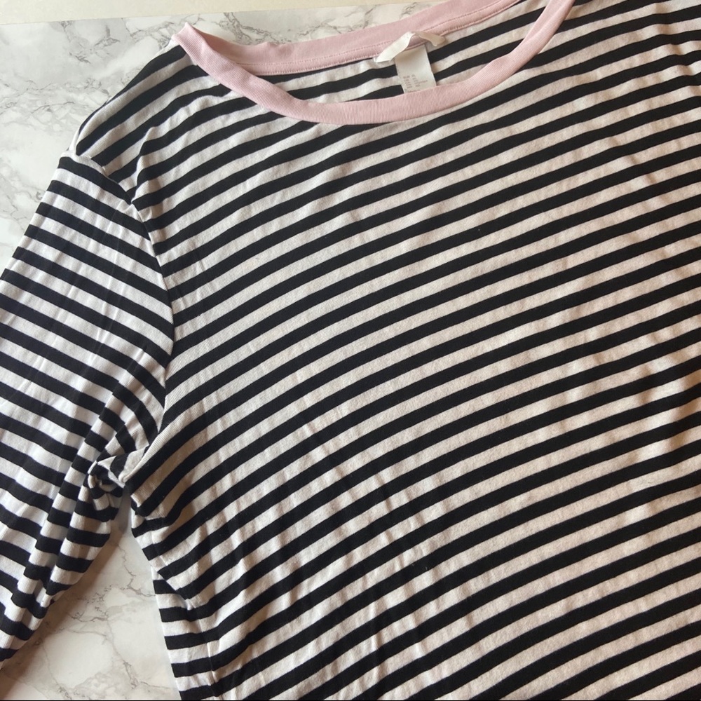 H&M Black and White Striped Long Sleeve Tee
